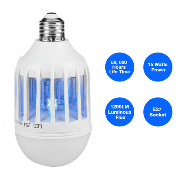 Bug Zapper Light Bulb Mosquito Lamp Fly Trap Killer Indoor Outdoor Insect E26 E27 - Image 8