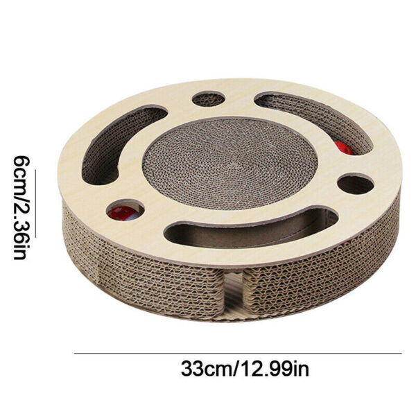 Cat Scratcher Pad Toy 3 In 1 Round Corrugated Scratching Toy With Bell Ball - Image 4