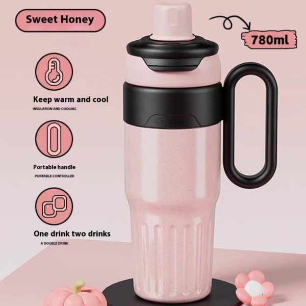 780ml Gradient Double Drink Thermal Cup Stainless Steel With Lid Coffee Cup Thermos Large Capacity Straw Cup For Male And Female - Image 9