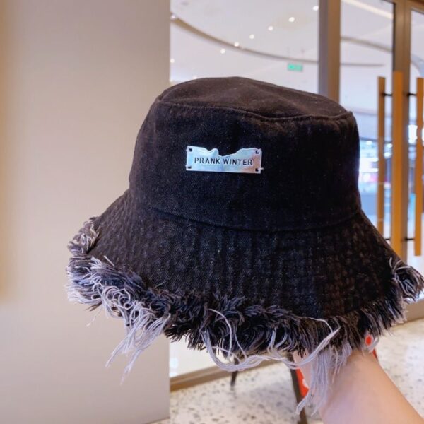 Jean Fisherman Hat Women's Spring And Summer Thin Washed Old Frayed Edge Bucket Hat Outdoor - Image 6