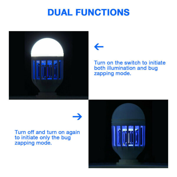 Bug Zapper Light Bulb Mosquito Lamp Fly Trap Killer Indoor Outdoor Insect E26 E27 - Image 9